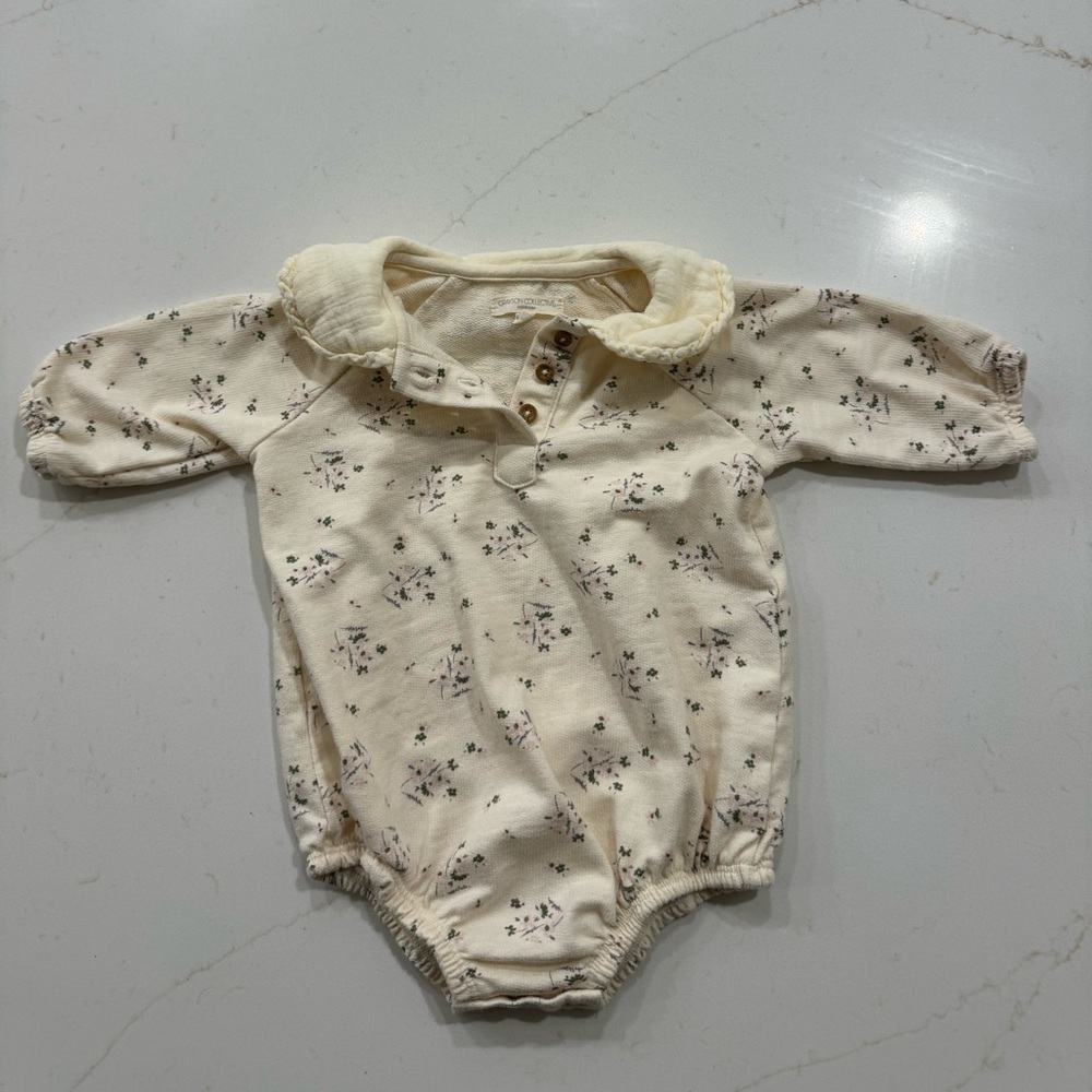 Grayson Collective Baby Girl Collared Gauze Bubble Romper 0-3M NWOT